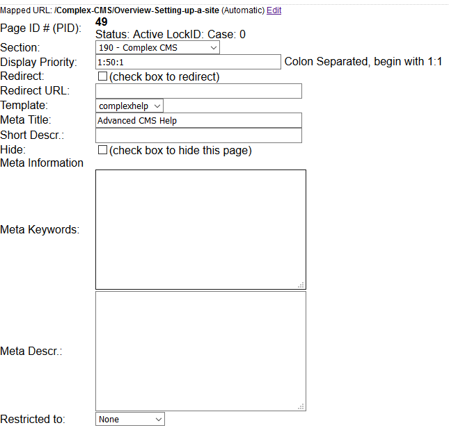 Bottom of content edit page